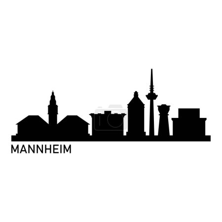 Mannheim Skyline Silhouette Design City Vector Art Famous Buildings Stamp 
