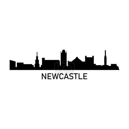 Téléchargez les illustrations : Newcastle Skyline Silhouette Design City Vector Art Célèbre Bâtiments Timbre - en licence libre de droit