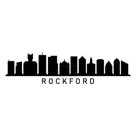 Rockford Skyline Silhouette Design City Vector Art Famous Buildings Stamp 