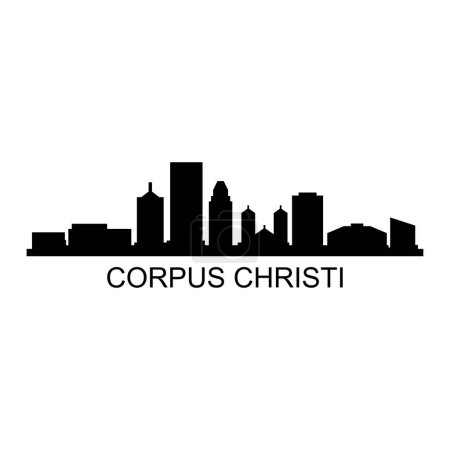 Corpus Christi Skyline Silhouette Design City Vector Art Berühmte Gebäude Briefmarke 