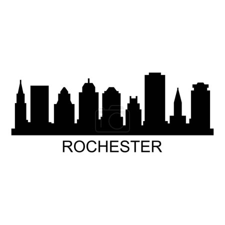 Ilustración de Rochester Skyline Silueta Diseño Ciudad Vector Arte Edificios famosos Sello - Imagen libre de derechos
