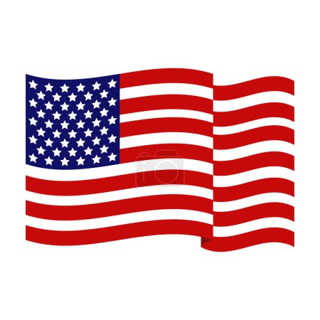 Ilustración de Bandera de EE.UU., ilustración vectorial, plano y color - Imagen libre de derechos