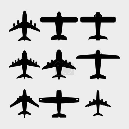 Téléchargez les illustrations : Ensemble de silhouettes d'avions. - en licence libre de droit