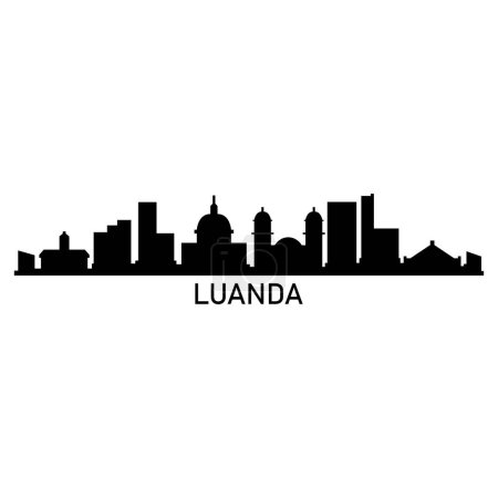 Téléchargez les illustrations : Luanda Skyline Silhouette Design Ville Vecteur Art - en licence libre de droit