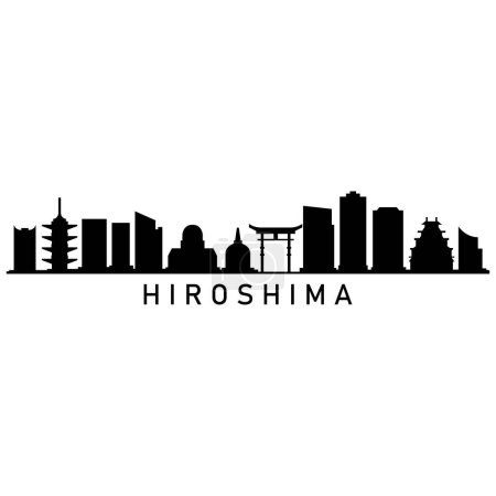 Téléchargez les illustrations : Hiroshima Skyline Silhouette Design City Vector Art - en licence libre de droit