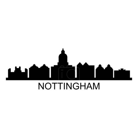 Téléchargez les illustrations : Nottingham Skyline Silhouette Design City Vector Art - en licence libre de droit