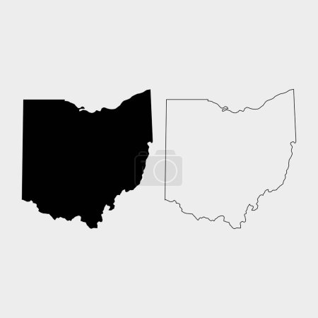 Téléchargez les illustrations : Carte d'état de l'Ohio avec une carte d'état d'Ohio isolée sur fond blanc - en licence libre de droit