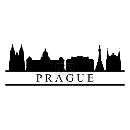 Téléchargez les illustrations : Prague Skyline Silhouette Design Ville Vecteur Art - en licence libre de droit