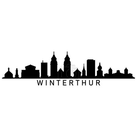 Winterthur Skyline Silhouette Design City Vector Art