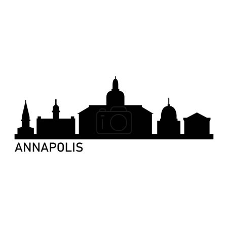 Téléchargez les illustrations : Annapolis Skyline Silhouette Design Ville vectoriel Art - en licence libre de droit
