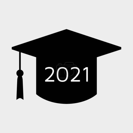 Ilustración de Sombrero de graduado 2021 sobre un fondo blanco - Imagen libre de derechos