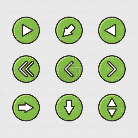 Téléchargez les illustrations : Ensemble d'icônes vectorielles avec boutons verts - en licence libre de droit