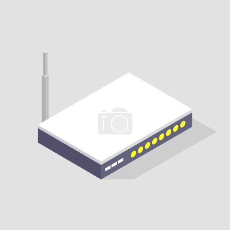 Téléchargez les illustrations : Icône de routeur isométrique web design sur fond blanc - en licence libre de droit