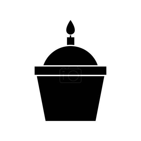 Téléchargez les illustrations : Cupcake avec icône de bougie, illustration vectorielle - en licence libre de droit