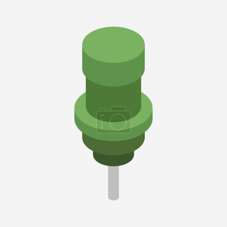 Illustration for Green push pin icon vector simple design - Royalty Free Image