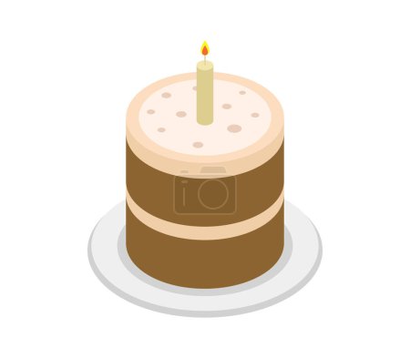 Téléchargez les illustrations : Gâteau avec icône de bougie illustration vectorielle - en licence libre de droit
