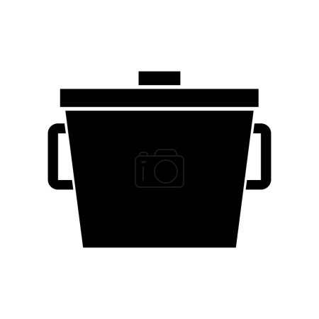 Illustration for Kitchen pot icon, black vector illustration with white background - Royalty Free Image