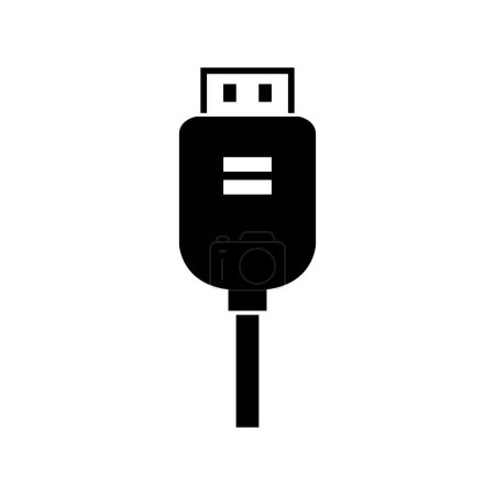 Téléchargez les illustrations : Icône de ligne mince de vecteur de câble USB - en licence libre de droit