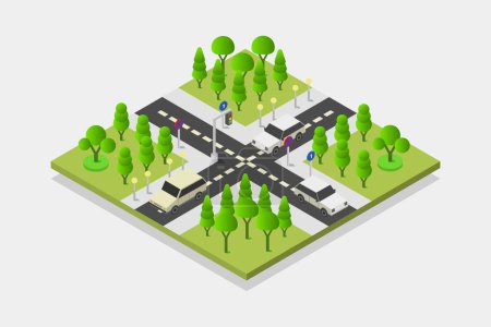 Illustration for Vector isometric city park, vector illustration - Royalty Free Image