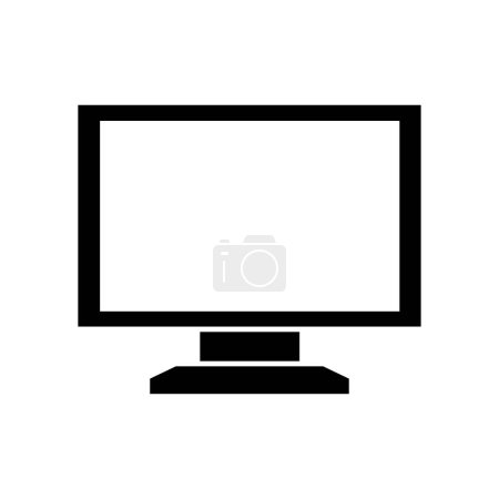 Téléchargez les illustrations : Écran d'ordinateur isolé icône plate - en licence libre de droit