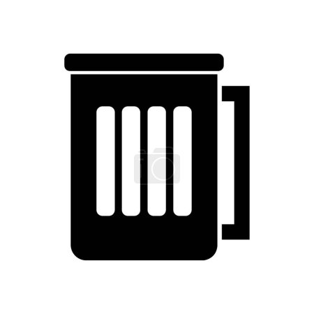 Ilustración de Garbage bin glyph icon vector. trash bin sign. isolated contour symbol black illustration - Imagen libre de derechos