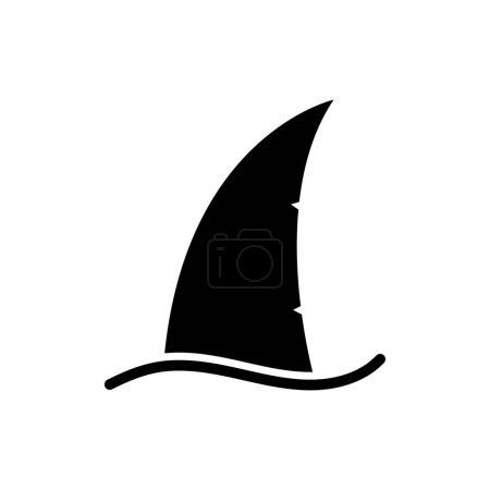 Téléchargez les illustrations : Icône aileron de requin sur fond blanc - en licence libre de droit