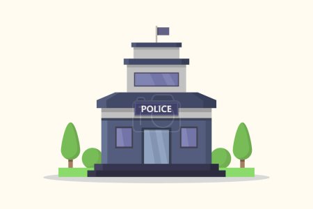 Téléchargez les illustrations : Illustration vectorielle de poste de police en style plat - en licence libre de droit