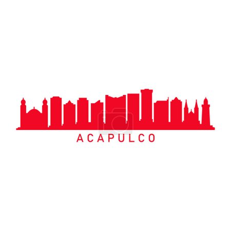 Ciudad de Acapulco skyline, ilustración vectorial