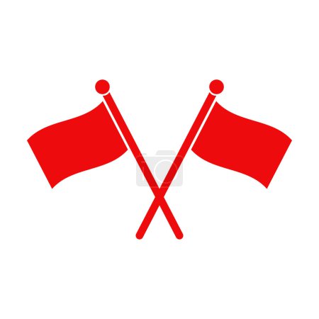Téléchargez les illustrations : Drapeaux croisés rouges sur fond blanc illustration vectorielle - en licence libre de droit