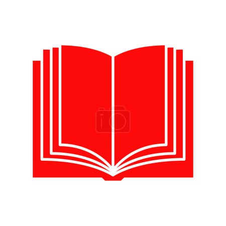 Téléchargez les illustrations : Icône rouge livre ouvert isolé sur fond blanc, illustration vectorielle - en licence libre de droit