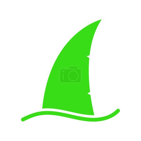 Téléchargez les illustrations : Icône d'aileron de requin vert design vectoriel - en licence libre de droit