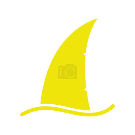 Téléchargez les illustrations : Icône jaune aileron de requin dessin vectoriel - en licence libre de droit