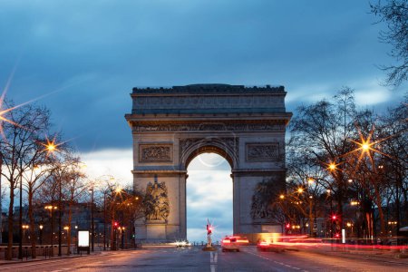 Photo for The Triumphal Arch is one of the most famous monuments in Paris. It honors those who fought and died for France. - Royalty Free Image