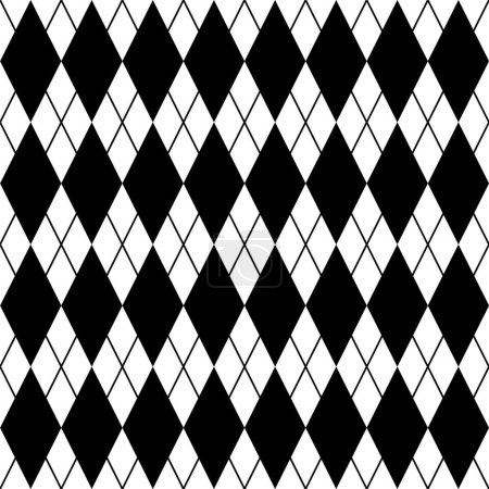 Illustration for Black and white Geometric Rhombus seamless pattern. Simple geo background. Lattice pattern. Modern minimalistic modern. Contemporary vector print for fabric, wrapping, stationery, wallpaper and - Royalty Free Image