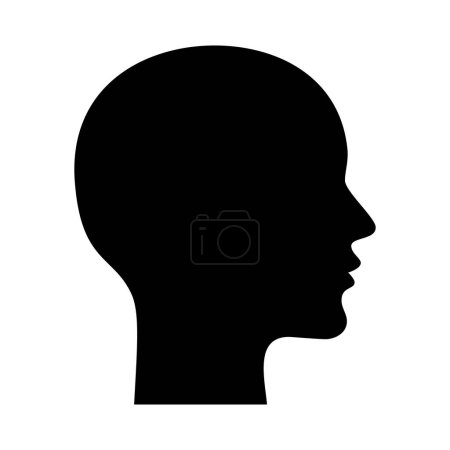 Téléchargez les illustrations : Young Woman Profile. Girl silhouette face. Elegant logo. Outlines of female beauty. Vector illustration isolated on white background. - en licence libre de droit