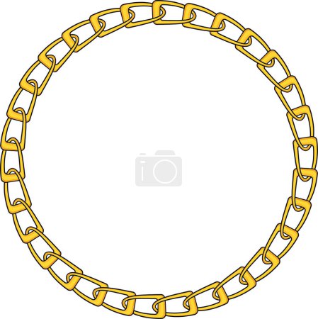 Ilustración de Round Chain frame. Circle chains border. Boho bracelet with pendants, rope, bow. Vintage flat cartoon vector illustration isolated on white background. - Imagen libre de derechos