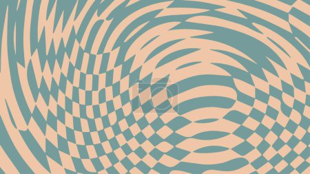 Illustration for Groovy hippie 70s background. Funky vintage design. Distorted twisted checkered pattern. Y2k aesthetic abstract wallpaper. Curvy liquid texture print. Vector illustration. - Royalty Free Image