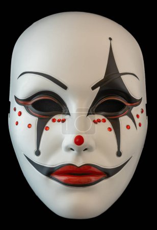 Photo for Scary Jester Half Mask isolated on black. - Royalty Free Image
