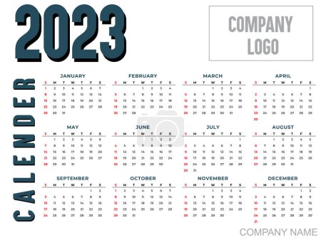 Illustration for NEW YEAR 2023 WALL CALENDAR VECTOR - Royalty Free Image