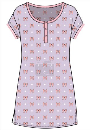 Illustration for WOMEN BOW SEAMLESS PRINT KNIT FOR DRESS SLIP NIGHTWEAR IN EDITABLE VECTOR FILE - Royalty Free Image