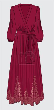 Illustration for BEAUTIFUL SATIN NIGHT GOWN FOR WOMEN IN EDITABLE VECTOR FILE - Royalty Free Image