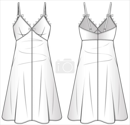 Illustration for WOMEN TEE AND JOGGERS NIGHTWEAR SET IN EDITABLE VECTOR FILE - Royalty Free Image