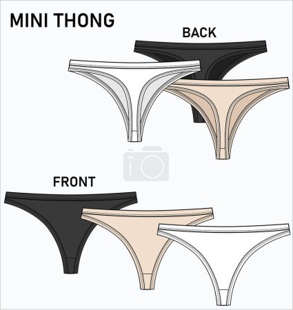 Illustration for FLAT SKETCH OF MINI THONG UNDERWEAR IN EDITABLE VECTOR FILE - Royalty Free Image