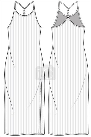 Illustration for WOMENS RIBBED KNIT SLIP NIGHTWEAR IN EDITABLE VECTOR FILE - Royalty Free Image