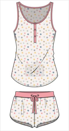 Téléchargez les illustrations : COLORFUL POLA CAMI AND KNICKERS MATCHING NIGHTWEAR SET FOR WOMEN AND TEEN GIRLS IN EDITABLE VECTOR FILE - en licence libre de droit