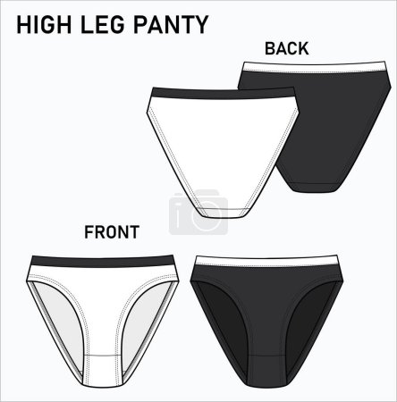 Illustration for SKETCH OF HIGH LEG PANTY UNDERWEAR FOR WOMEN IN EDITABLE VECTOR FILE - Royalty Free Image
