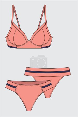 Illustration for COLORED GYM BRA AND PANTY ACTIVE WEAR FOR WOMEN VECTOR - Royalty Free Image