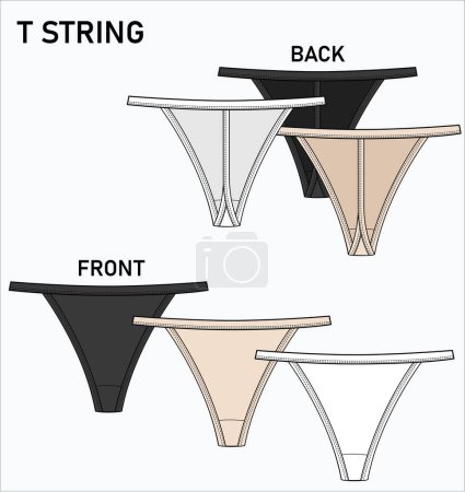 Illustration for FLAT SKETCH OF T-STRING UNDERWEAR IN EDITABLE VECTOR FILE - Royalty Free Image