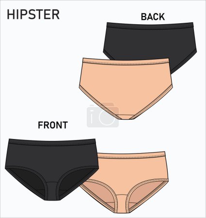 Illustration for SKETCH OF HIPSTER PANTIES, EVERYDAY UNDERWEAR IN EDITABLE VECTOR FILE - Royalty Free Image