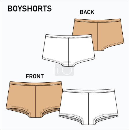 Illustration for Y FLAT SKETCH OF BOY SHORTS UNDERWEAR IN EDITABLE VECTOR FILE - Royalty Free Image